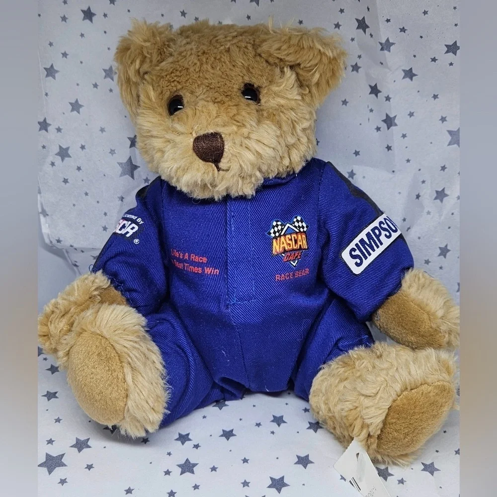 Vintage NASCAR Cafe Las Vegas Teddy Bear Simpson Racing Suit Jumpsuit Plush Toy